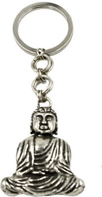 faynci Antique Metal Silver Gautam Buddha statue Key Chain for Gifting Key Chain