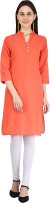 Chichi Women Solid Straight Kurta(Orange)