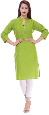 Chichi Women Solid Straight Kurta(Green)