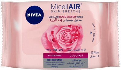 

Nivea MicellAIR Skin Breathe Micellar Rose Water Wipes Makeup Remover(25 Wipes)