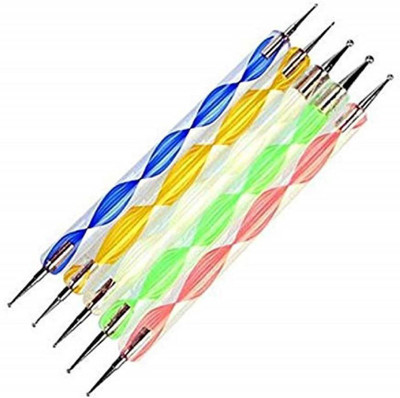

AURINKO Nail Art Dotting Marbleizing Tool Pen for Nail Decoration Stamping 5PC(MULTI COLOR)