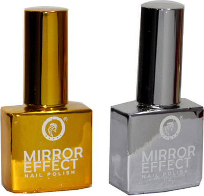 

Beauty Hub HD Mirror Effect Nail Paint Combo Yellow, silver(Pack of 2)