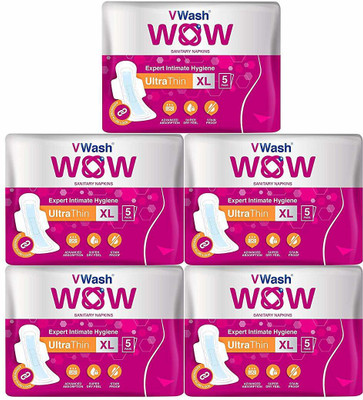 

VWash Plus VWash WOW Ultrathin Napkins - 5 Pads (Pack of 5, Extra Large XL) Sanitary Pad(Pack of 5)