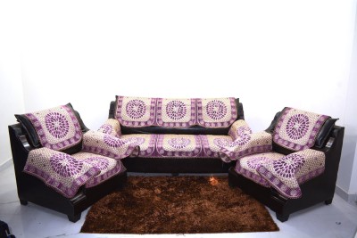 A.P HANDLOOM Jacquard Floral Sofa Cover(Purple Pack of 12)