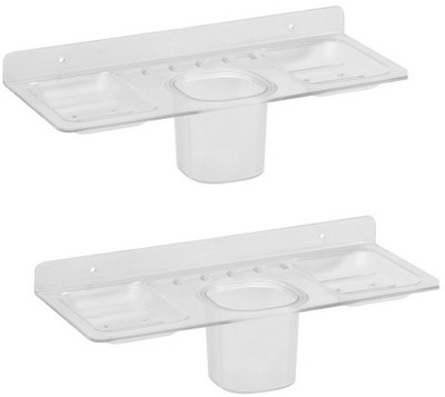 

Epraiser ABS Unbreakable EZ-144 Double Soap Dish with Tumbler for Toiletries (Pack of 2)(Clear, White)