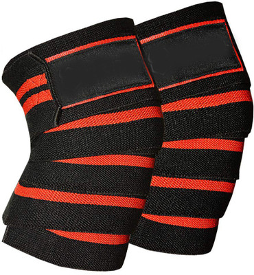 Leosportz Weight Lifting Knee Wraps Straps Unisex - 84 inches Long Adjustable Knee Support Knee Support(Red, Black)