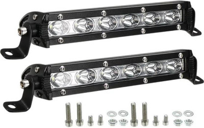 PRTEK Led Bar/Fog Light/Work Light Bar Heavy Duty 6 LED 18 Watt 7 Inch Spot Beam 2 Pcs Universal Fitting Car & Bike Tail Light Car, Motorbike LED (12 V, 12 W)(Universal For Bike, Universal For Car, Pack of 2)