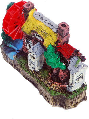

aquapetzworld Aquarium Rockery Wind Wheel with Hut & Tree for Turbine Brick Building Fish Tank Decor Laterite Unplanted Substrate(Yellow)