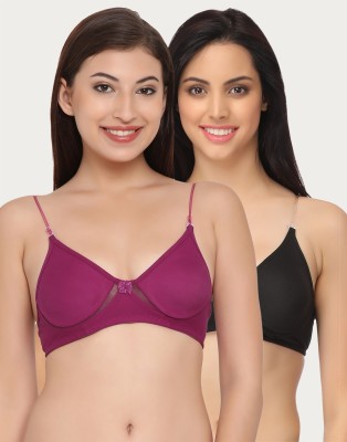 Clovia Clovia Pack of 2 Cotton Rich Non-Padded Non-Wired Multiway T-Shirt Bra Women T-Shirt Heavily Padded Bra(Multicolor)