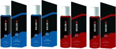 KILLER 2 Ocean and 2 Storm Liquid Deodorant 150ML Each (Pack of 4) Deodorant Spray  -  For Men & Women(600 ml, Pack of 4)
