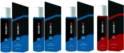 KILLER 3 Ocean and 1 Storm Liquid Deodorant 150ML Each (Pack of 4) Deodorant Spray  -  For Men & Women(600 ml, Pack of 4)