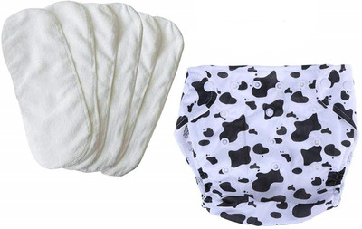 Yutiriti 7 Pc Combo 1 Pc Printed Adjustable Diaper 6 Pc Diaper Changing Insert Cloth Pad for Babies