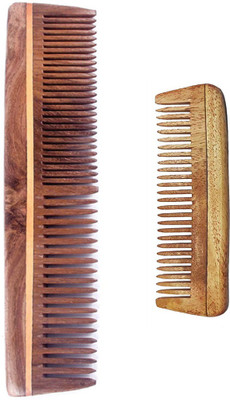 

Osking Neem Wood Hair Comb 100% Handmade Anti-Dandruff Comb,Hair Growth Combo of Model No.2 & Pocket Comb