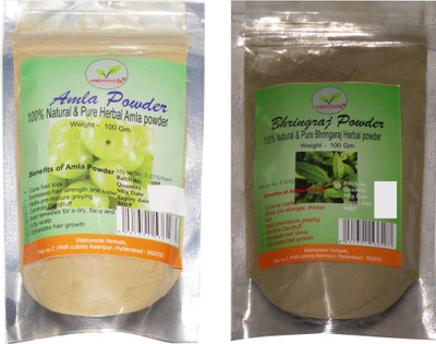 

Matruveda 100% Pure & Natural Amla & Bhringraj Powder (Pack of 2) Each 100gm(200 g)