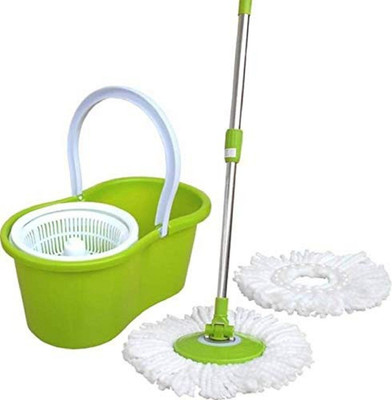 JSN 360 Degree Easy Floor Cleaning, 2 Refill Head Mop Set(Green)