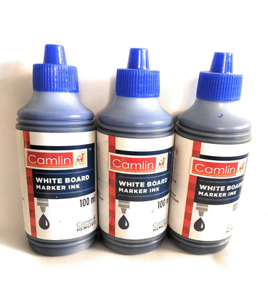 Camlin 100 ml blue ink pack of 3 100 ml Marker Refill(Blue, Black)