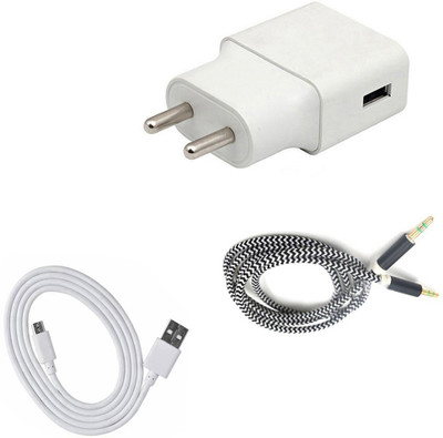 DAKRON Wall Charger Accessory Combo for Realme U1(White)