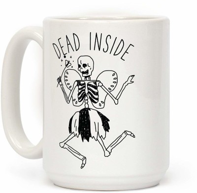 RADANYA Dead Inside Skeleton Fairy Coffee Tea or Beverage Cup Gift White MUG3079 Ceramic Coffee Mug(350 ml)