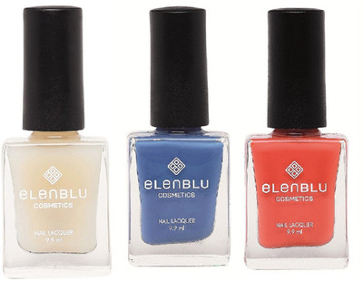 

Elenblu White Water Top - Top Coats Nail Polish & Set of 2 - Marine Azure & Naked Flush (9.9ml Each) Pastels Nail Polish(Pack of 3)