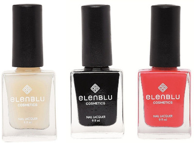 

Elenblu White Water Top - Top Coats Nail Polish & Set of 2 - Black Shadow & California Coral (9.9ml Each) Matte Nail Polish(Pack of 3)
