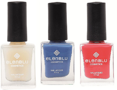 

Elenblu White Water Top - Top Coats Nail Polish & Set of 2 - Marine Azure & Valentine Red (9.9ml Each) Pastels Nail Polish(Pack of 3)