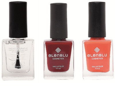 

Elenblu Mirror Glaze Top - Top Coats Nail Polish & Set of 2 - Inflamed Rose & Roseate Blush (9.9ml Each) Matte Nail Polish(Pack of 3)