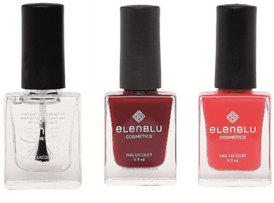 

Elenblu Mirror Glaze Top - Top Coats Nail Polish & Set of 2 - Inflamed Rose & California Coral (9.9ml Each) Matte Nail Polish(Pack of 3)