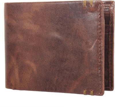 Jungler Men Casual Brown Genuine Leather Wallet(7 Card Slots)