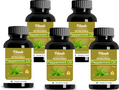 

Vihado PEPPERMINT Essential Oil - Brightens Dull Skin, Control Acne 10 ML Pack of 5 (50 ml)(10 ml)