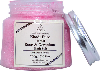 

Khadi Pure Herbal Rose & Geranium Bath Salt with Rose Petals - 200g(200 g)