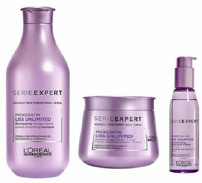 

L'Oreal Paris Serie Expert Liss Unlimited Kit, 330ml, 250ml, 150ml (1)(Set of 3)