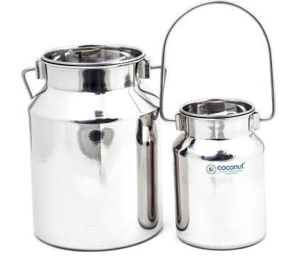 COCONUT Steel Oil Container  - 4000 ml, 2000 ml(Pack of 2, Silver)