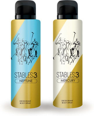 

Stables 3 Neptune & Mercury DUAL PACK DEODORANT OFFER 150 ML Deodorant Spray - For Men & Women(150 ml, Pack of 2)