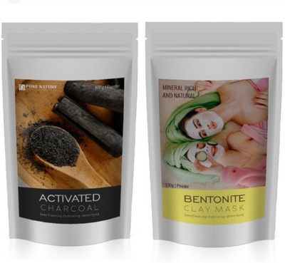 

Pure Nature Pack of Activated charcoal and bentonite clay (100 gm each)(200 g)