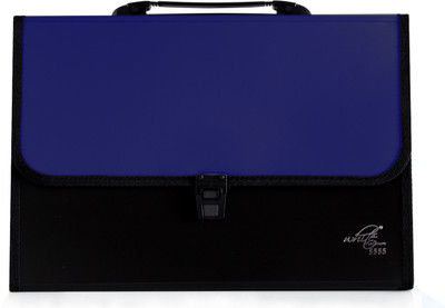 White Platinum Plastic Plastic File Folder with 13 Pockets, Handle, Index Tab, A4 Size(Set Of 1, Black, Blue)