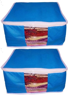 Hot Dealzz Saree Bag Set Of 3 Saree Storage Bag HDSCov07(Blue)