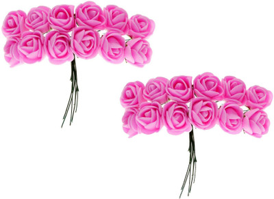 

MORGES Hair Flower Pins For Bun Decoration For women and Girls Set Of 24, Pack Of 1 Hair Pin(Pink)