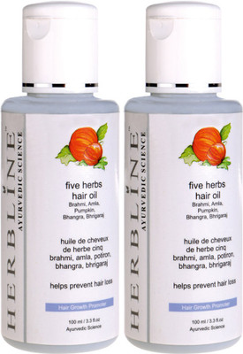 

Herbline Five Herbs Hair Oil (Brahmi, Amla, Pumpkin, Bhangra, Bhringaraj) 100ml Pack Of-2 Hair Oil(100 ml)