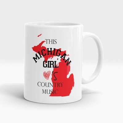 LASTWAVE This Michigan Girl Loves Country Music Coffee Ceramic Coffee Mug(325 ml)