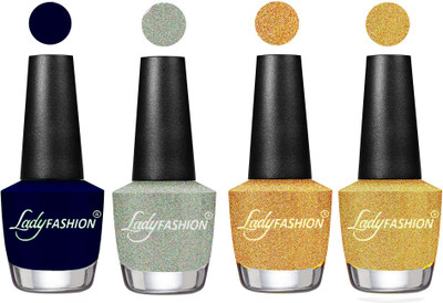 

Lady Fashion UV Soak Off Nail Growth Gel Nail Polish Blue, Silver, Golden, Chrome(Pack of 4)