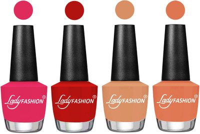 

Lady Fashion UV Soak Off Nail Growth Gel Nail Polish Strawberry, Orange, Camel Fantasy,Flirty Nude(Pack of 4)