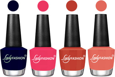 Lady Fashion UV Soak Off Nail Growth Gel Nail Polish Blue, Sweet Pink, Light Copper, Peach(Pack of 4)
