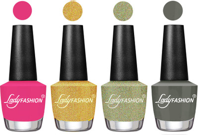 

Lady Fashion UV Soak Off Nail Growth Gel Nail Polish Pink, Chrome, Aqua, Dark Grey(Pack of 4)