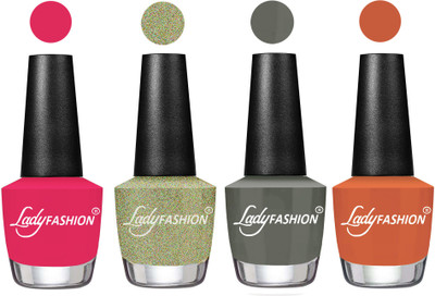 

Lady Fashion UV Soak Off Nail Growth Gel Nail Polish Strawberry, Aqua, Dark Grey , Almond(Pack of 4)