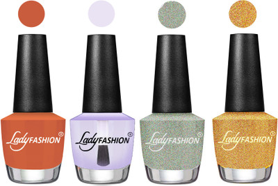

Lady Fashion UV Soak Off Nail Growth Gel Nail Polish Almond, Top Coat, Silver, Golden(Pack of 4)