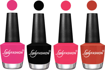 

Lady Fashion UV Soak Off Nail Growth Gel Nail Polish Pink, Black, Sweet Pink, Light Copper(Pack of 4)