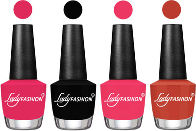 

Lady Fashion UV Soak Off Nail Growth Gel Nail Polish Strawberry, Black, Sweet Pink, Light Copper(Pack of 4)