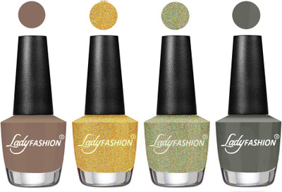 

Lady Fashion UV Soak Off Nail Growth Gel Nail Polish Beige, Chrome, Aqua, Dark Grey(Pack of 4)