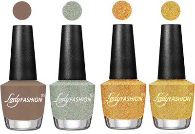

Lady Fashion UV Soak Off Nail Growth Gel Nail Polish Beige, Silver, Golden, Chrome(Pack of 4)