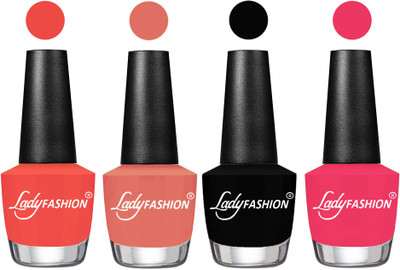 

Lady Fashion UV Soak Off Nail Growth Gel Nail Polish Pumpkin, Coral Sunset, Black, Sweet Pink(Pack of 4)